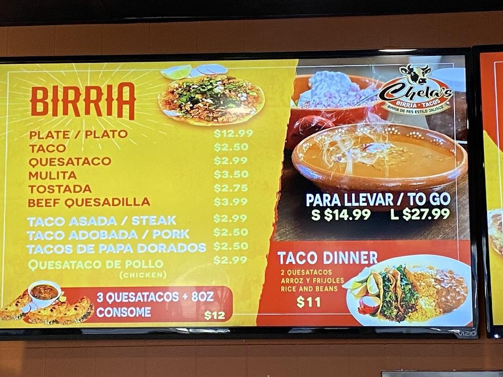 Chela's Birria Tacos Menu image 3
